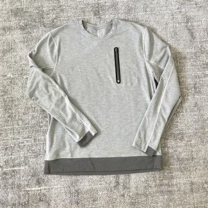 Lululemon Mens Striped Grey Crew Sweater/ Sweatshirt XL